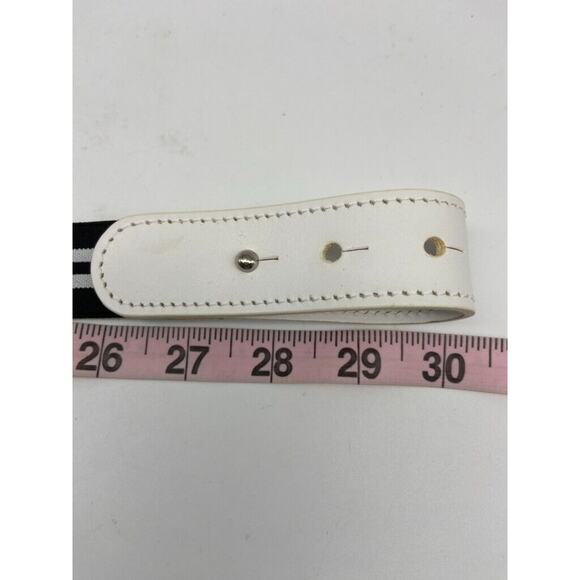 NWT Cole Haan Belt Womens Sz S M Black White Leather Trim Elastic Stretch Buckle - Picture 13 of 16